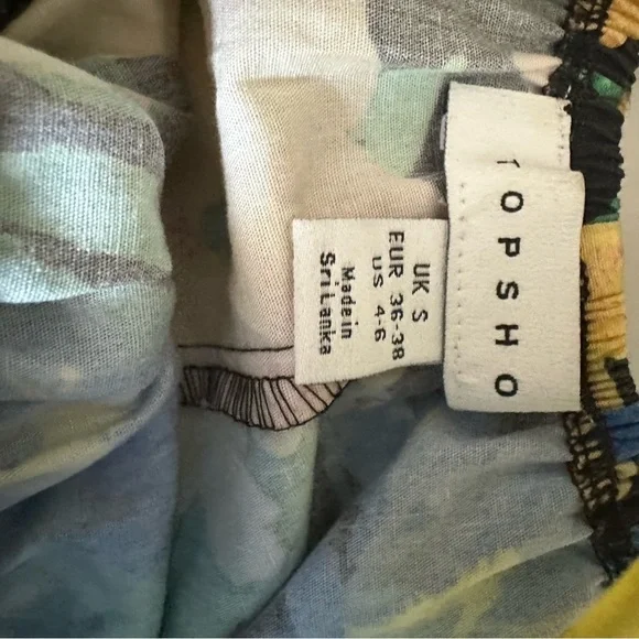 Top Shop Womens Tropical Floral Midi Dress Smocked Spaghetti Strap Multicolor S - Picture 5 of 6